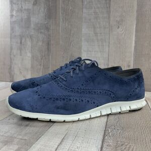 Cole Haan ZeroGrand Women's 11 Wingtip Oxford Suede Sneaker Shoes Navy Blue